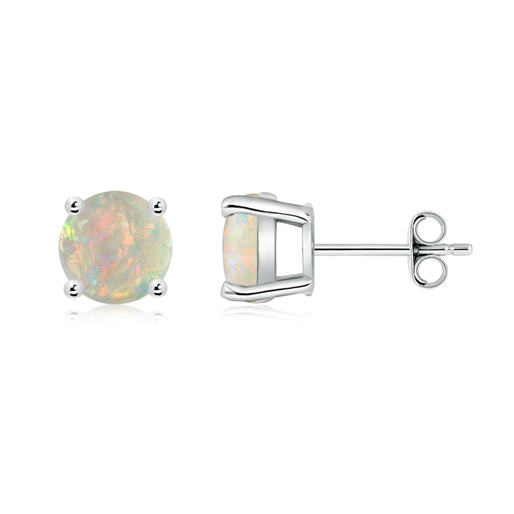 7mm AAAA Basket-Set Round Opal Studs in P950 Platinum - side 199