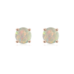 7mm AAAA Basket-Set Round Opal Studs in Rose Gold