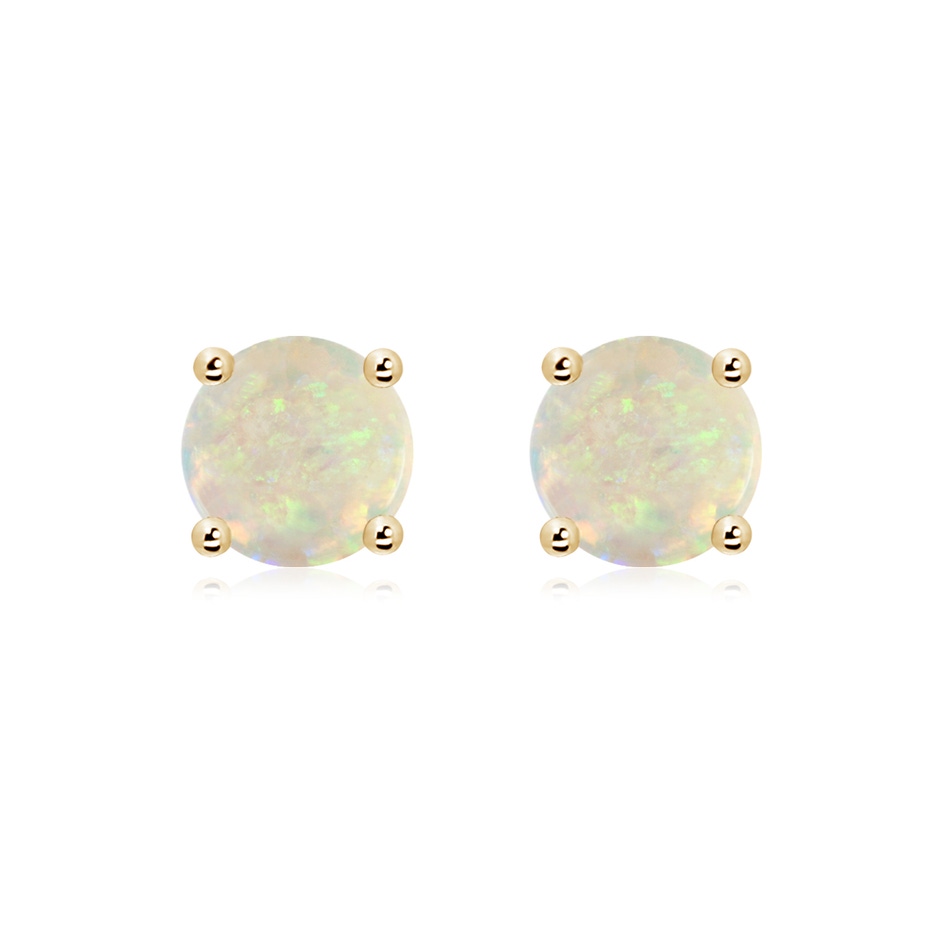 8mm AAA Basket-Set Round Opal Studs in Yellow Gold 