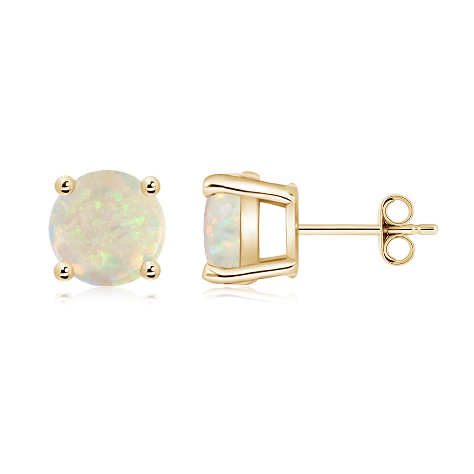 8mm AAA Basket-Set Round Opal Studs in Yellow Gold side 199