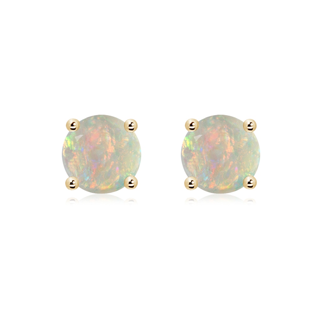 8mm AAAA Basket-Set Round Opal Studs in 9K Yellow Gold
