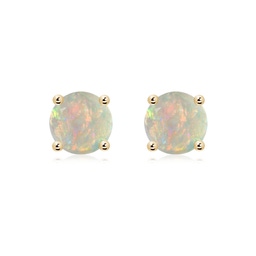 Solitaire Studs Yellow Gold Opal Earrings