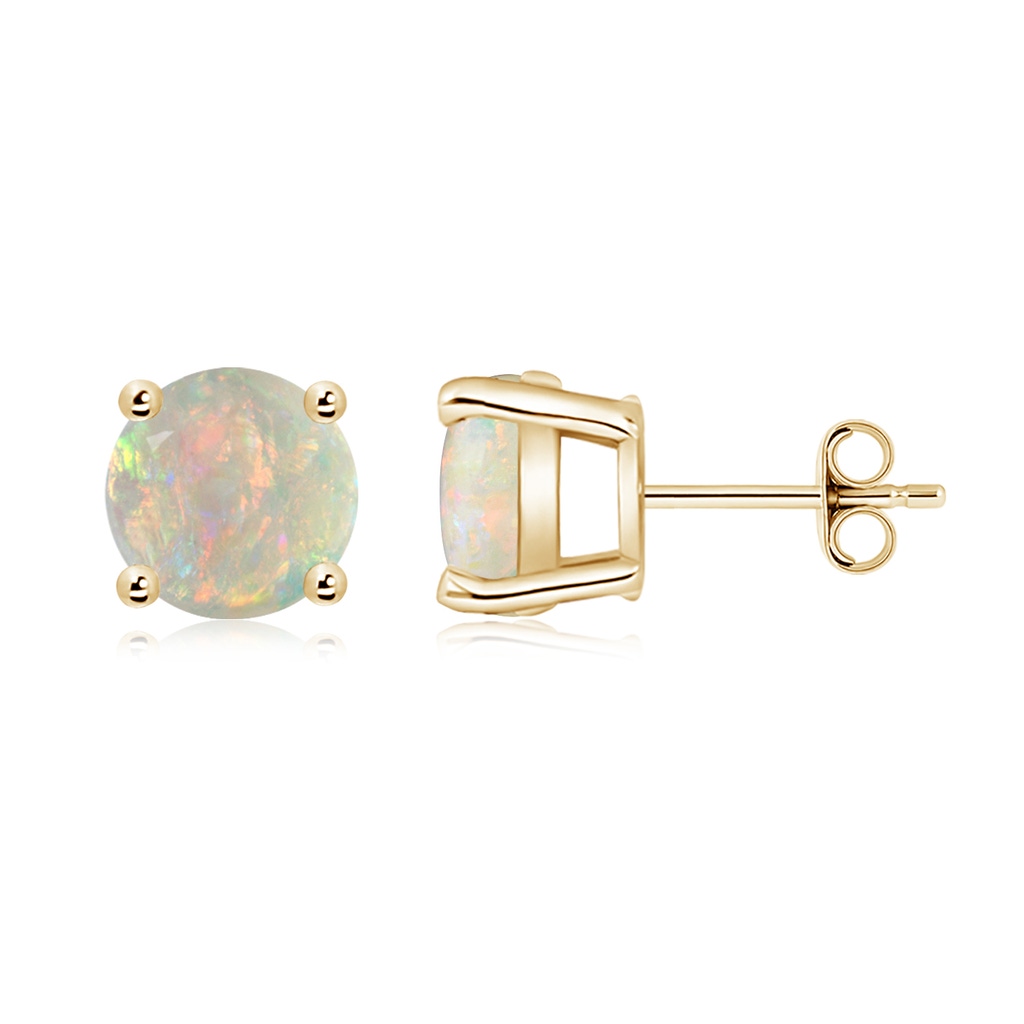 8mm AAAA Basket-Set Round Opal Studs in 9K Yellow Gold - side 199