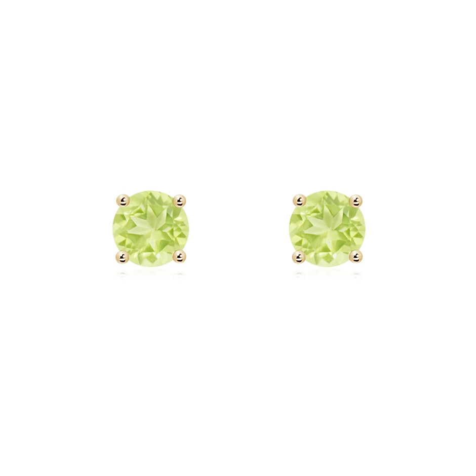 5mm A Basket-Set Round Peridot Studs in 18K Yellow Gold 