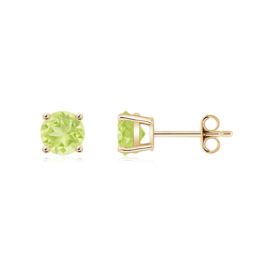 5mm A Basket-Set Round Peridot Studs in 18K Yellow Gold side 199
