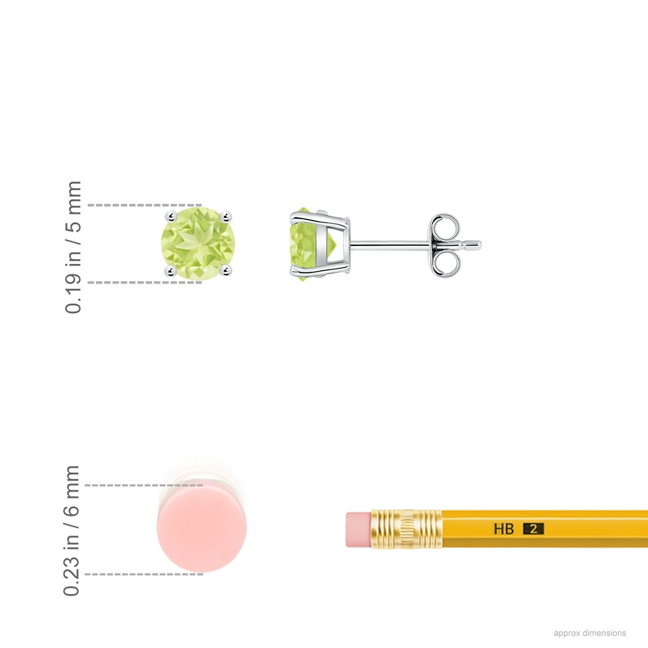 5mm A Basket-Set Round Peridot Studs in P950 Platinum ruler
