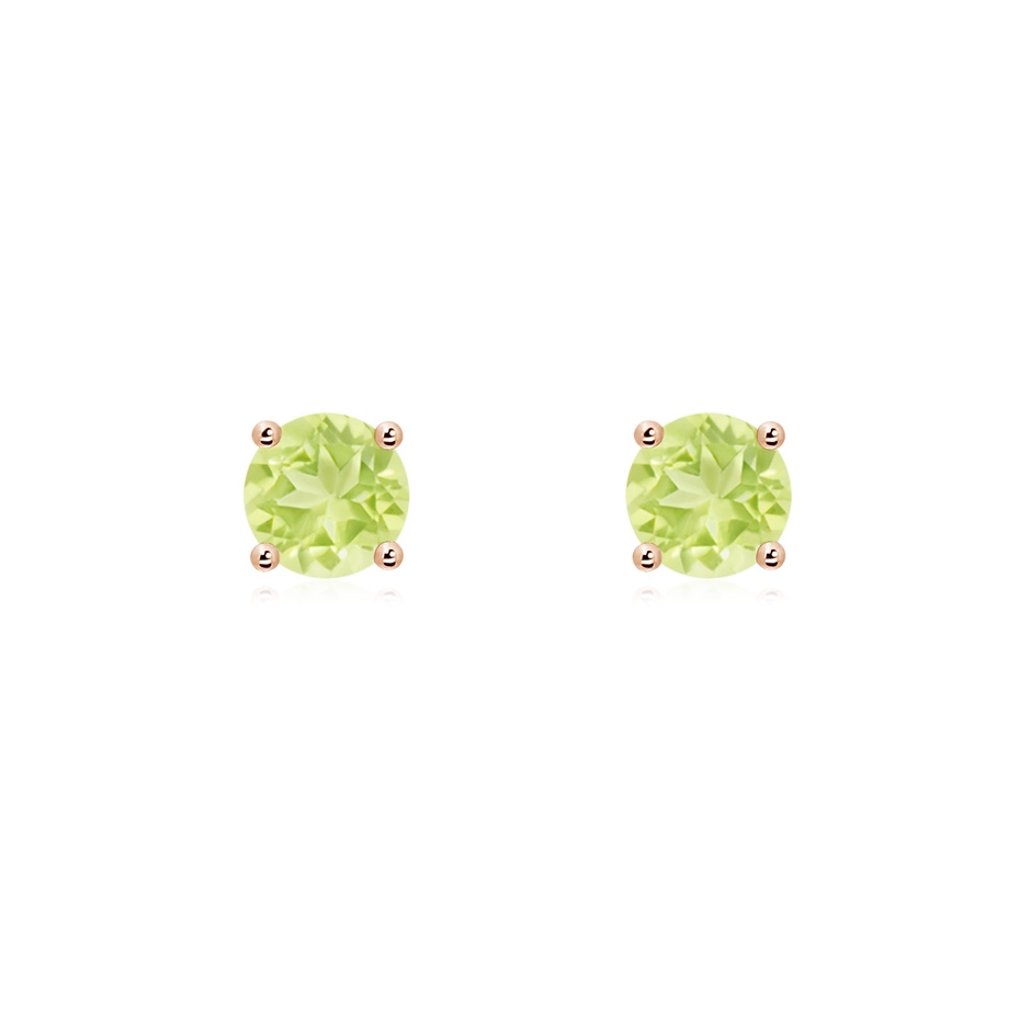 5mm A Basket-Set Round Peridot Studs in Rose Gold 