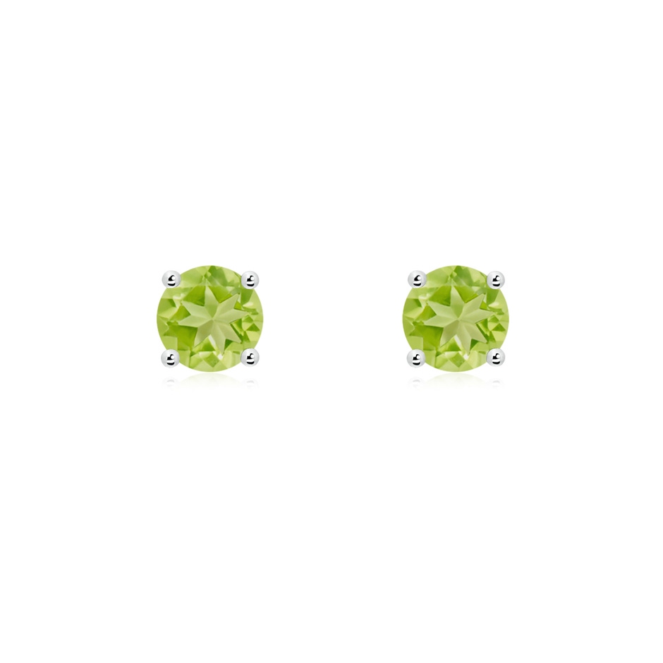 5mm AA Basket-Set Round Peridot Studs in White Gold 