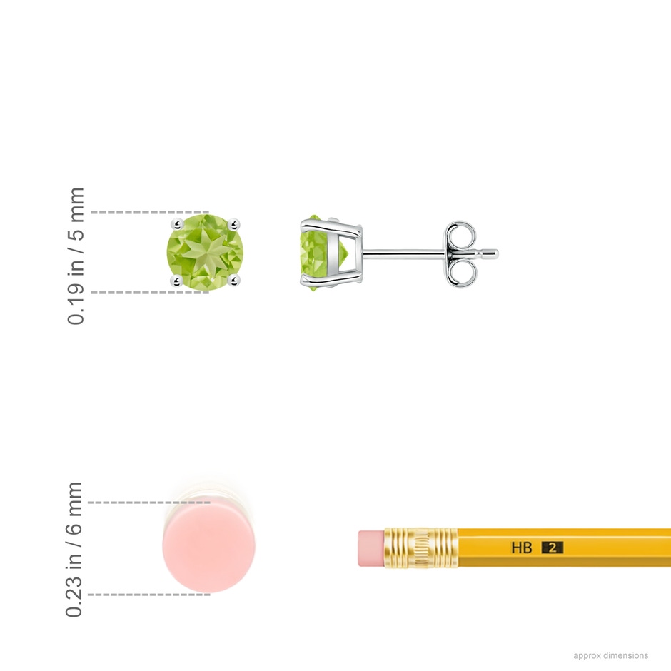 5mm AA Basket-Set Round Peridot Studs in White Gold ruler