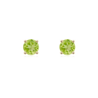 5mm AA Basket-Set Round Peridot Studs in Yellow Gold