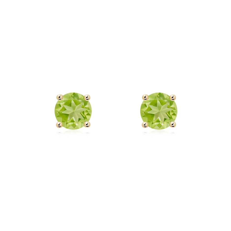 5mm AA Basket-Set Round Peridot Studs in Yellow Gold 