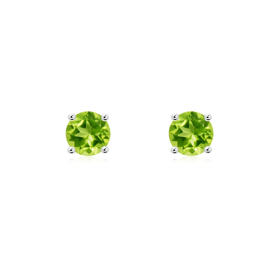 5mm AAA Basket-Set Round Peridot Studs in White Gold 