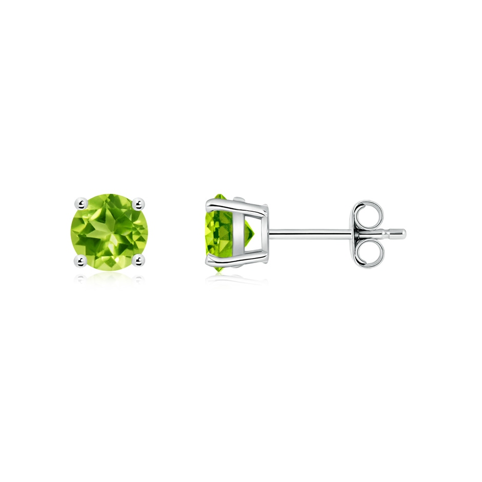 5mm AAA Basket-Set Round Peridot Studs in White Gold side 199
