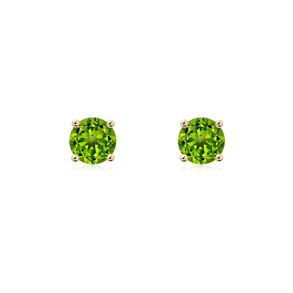 5mm AAAA Basket-Set Round Peridot Studs in 18K Yellow Gold 