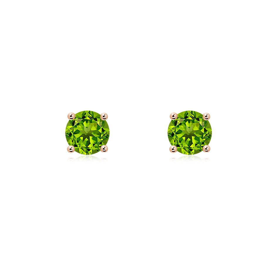 5mm AAAA Basket-Set Round Peridot Studs in Rose Gold 