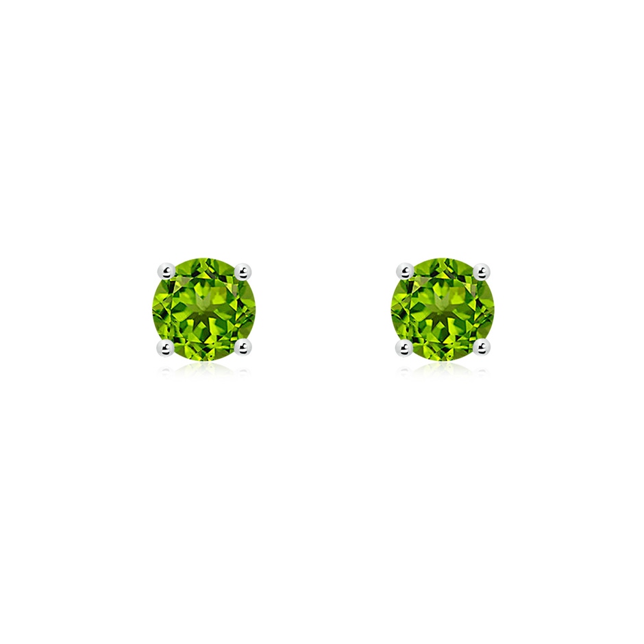 5mm AAAA Basket-Set Round Peridot Studs in S999 Silver 