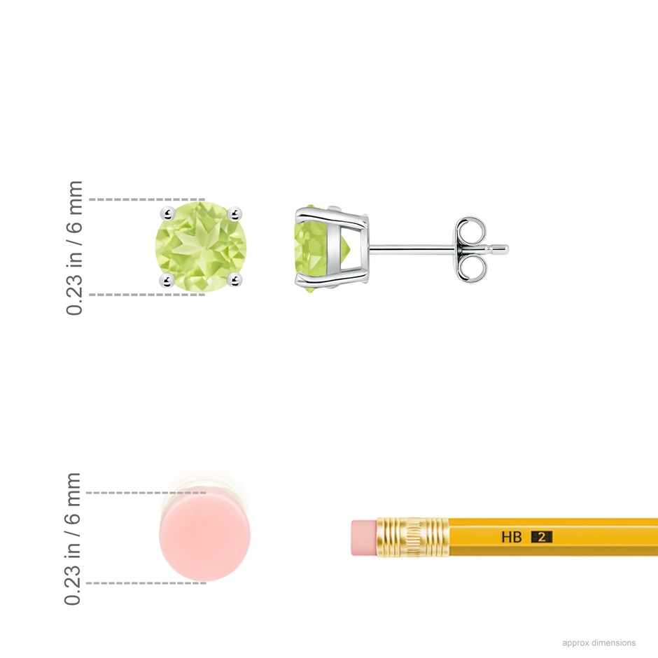 6mm A Basket-Set Round Peridot Studs in P950 Platinum ruler
