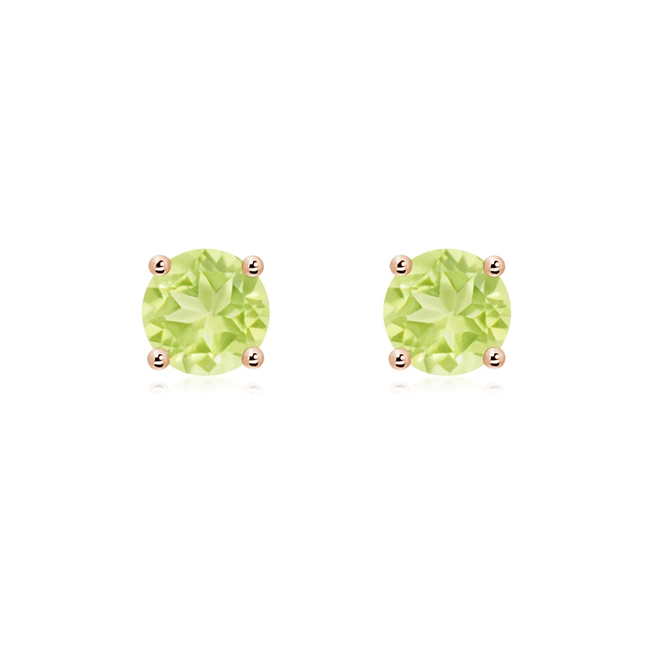 6mm A Basket-Set Round Peridot Studs in Rose Gold 