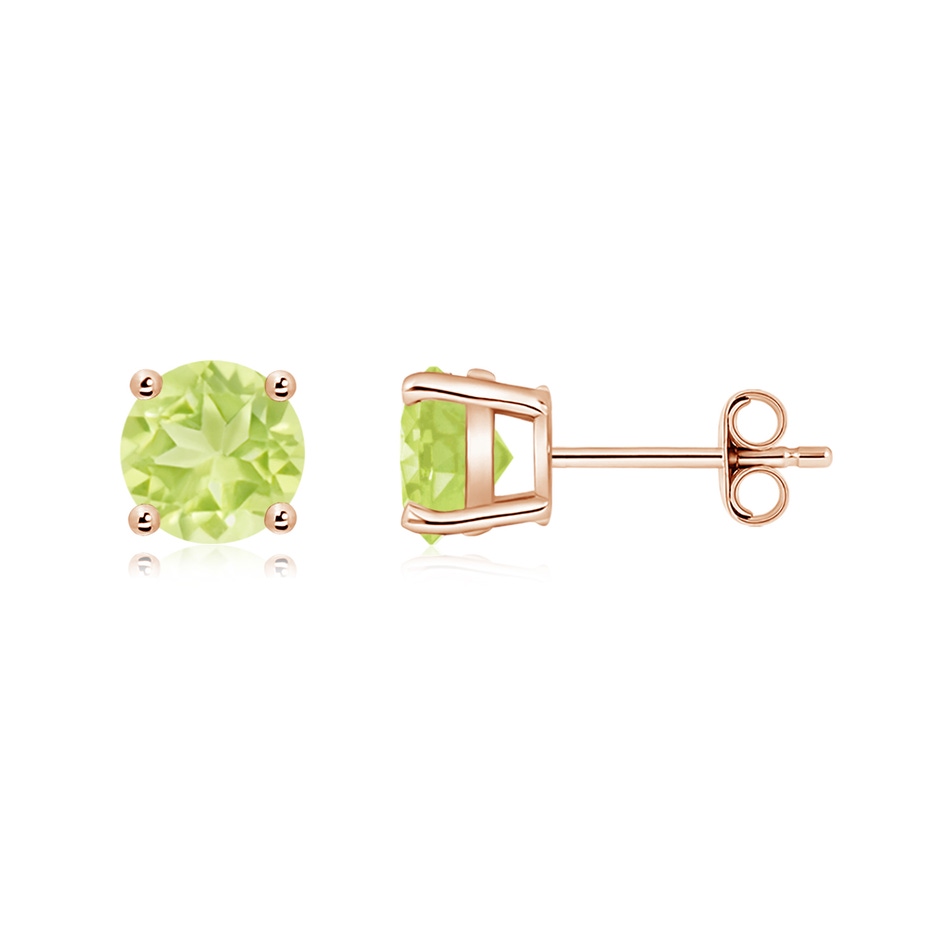 6mm A Basket-Set Round Peridot Studs in Rose Gold side 199