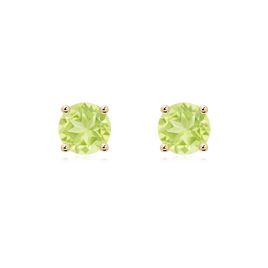 6mm A Basket-Set Round Peridot Studs in Yellow Gold 