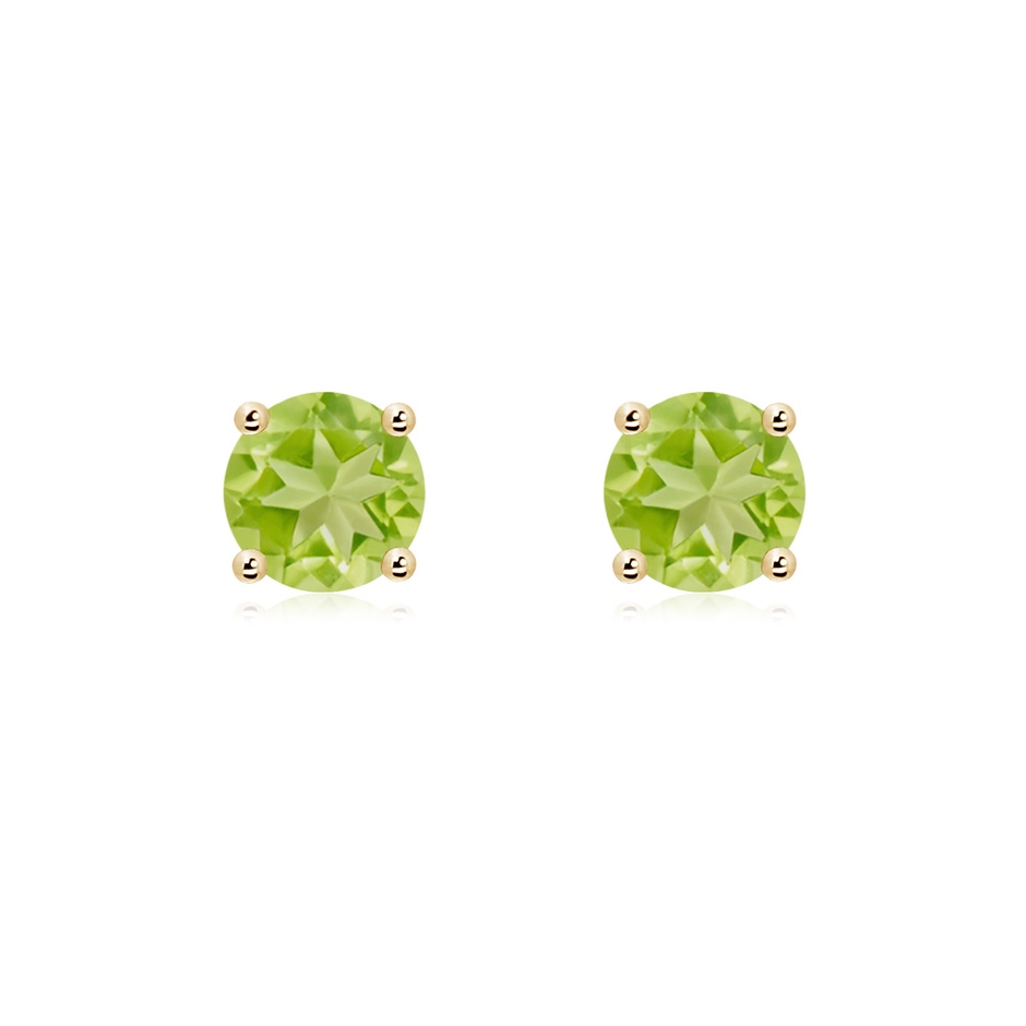 6mm AA Basket-Set Round Peridot Studs in Yellow Gold 