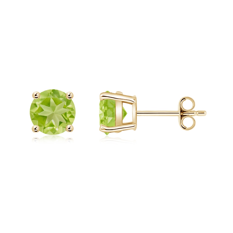 6mm AA Basket-Set Round Peridot Studs in Yellow Gold side 199