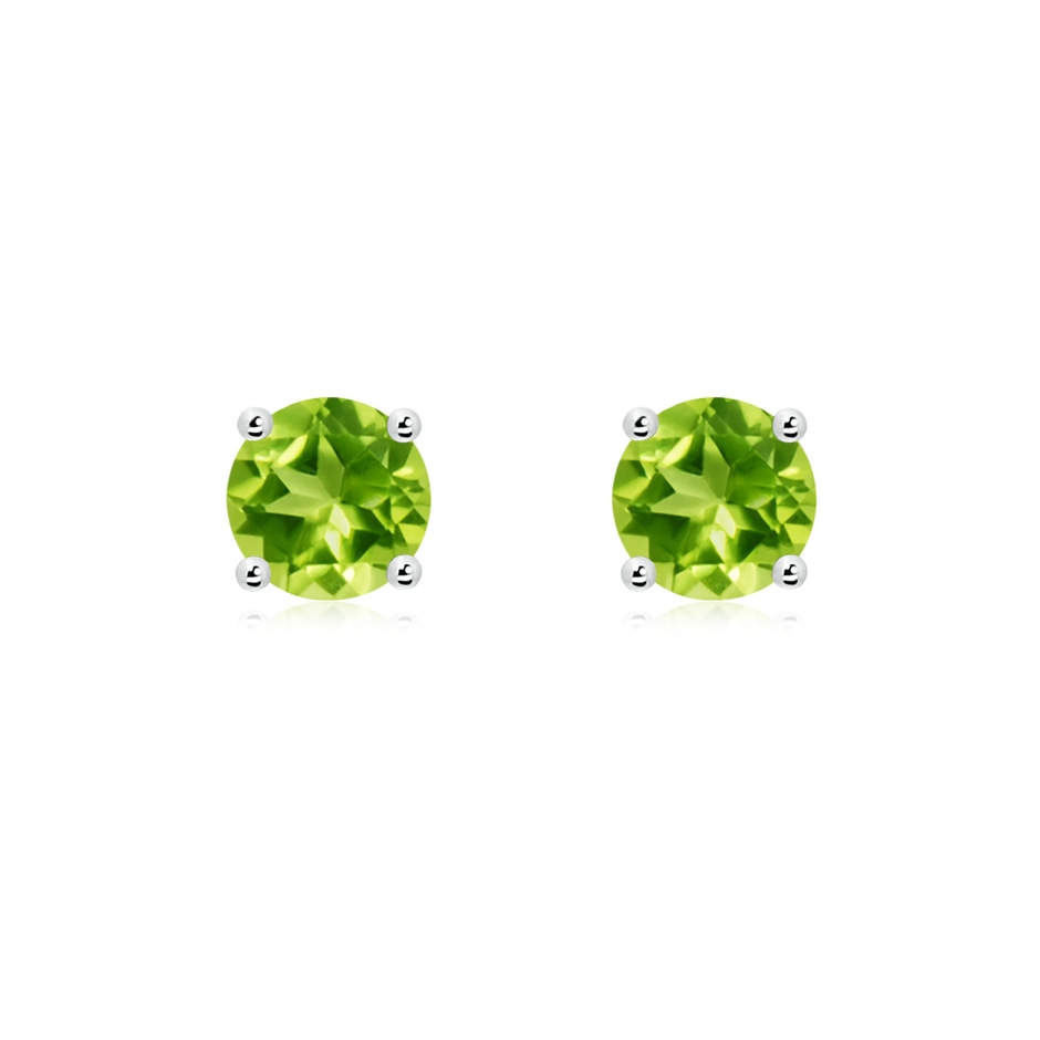 6mm AAA Basket-Set Round Peridot Studs in White Gold 