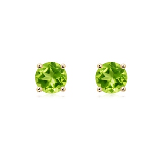 6mm AAA Basket-Set Round Peridot Studs in Yellow Gold