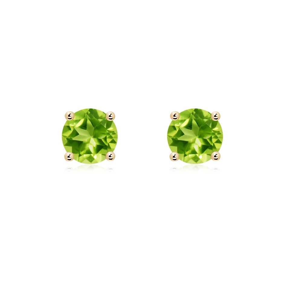 6mm AAA Basket-Set Round Peridot Studs in Yellow Gold 