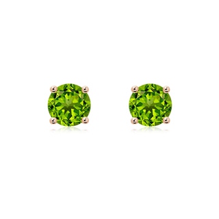 6mm AAAA Basket-Set Round Peridot Studs in Rose Gold