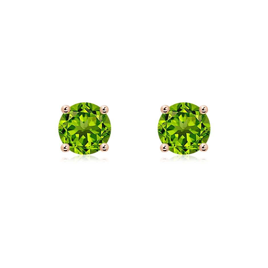 6mm AAAA Basket-Set Round Peridot Studs in Rose Gold 
