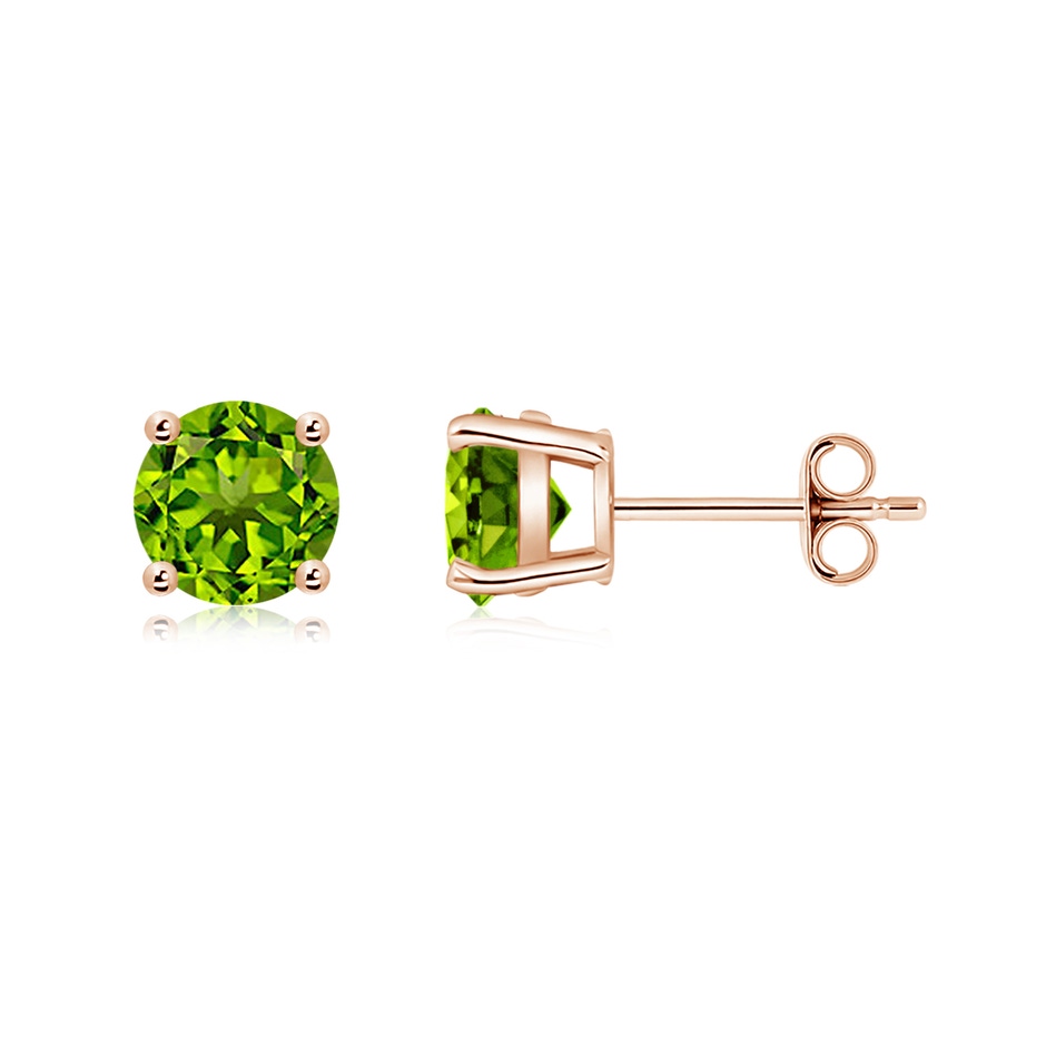 6mm AAAA Basket-Set Round Peridot Studs in Rose Gold side 199
