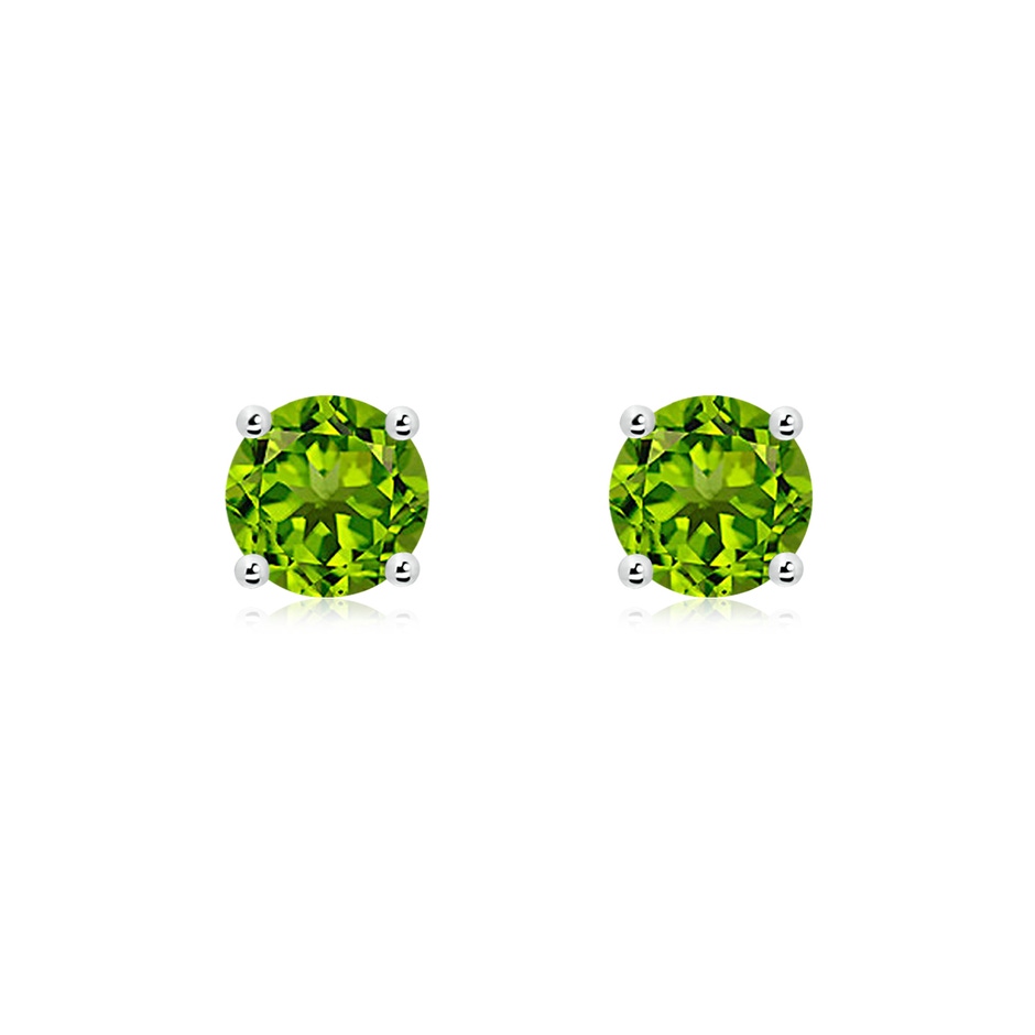 6mm AAAA Basket-Set Round Peridot Studs in S999 Silver 