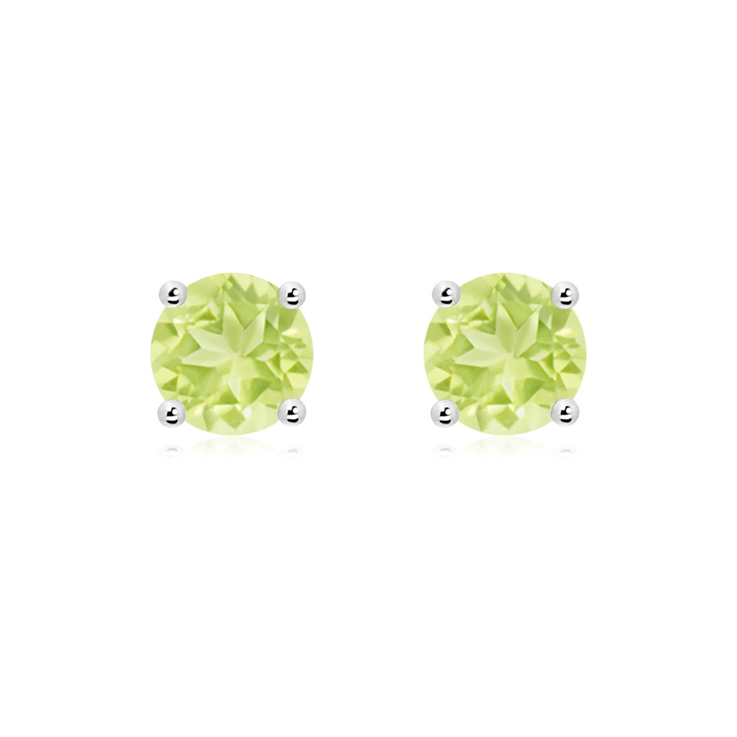 7mm A Basket-Set Round Peridot Studs in P950 Platinum