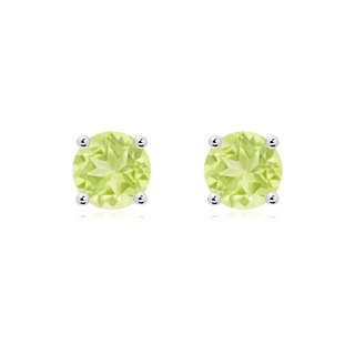 7mm A Basket-Set Round Peridot Studs in S999 Silver