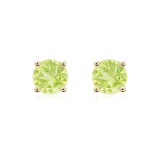 7mm A Basket-Set Round Peridot Studs in Yellow Gold