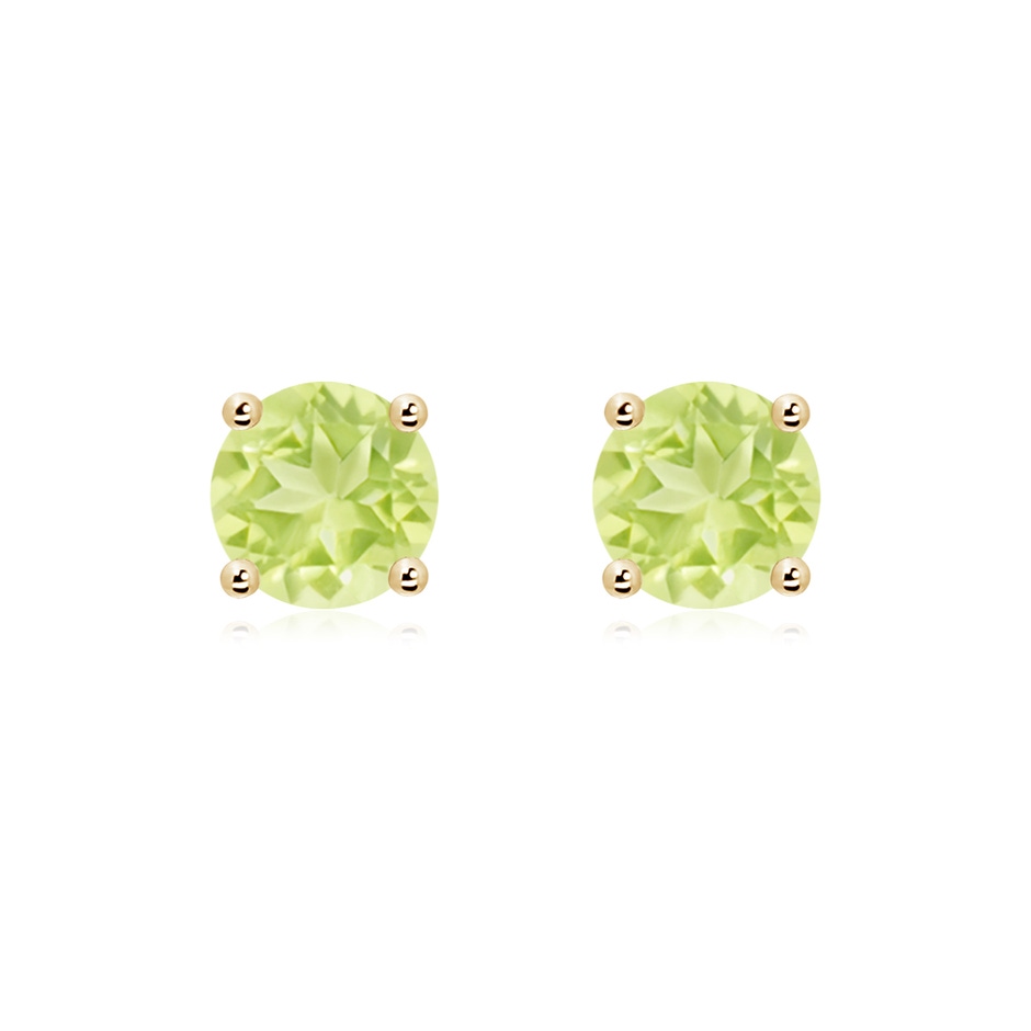 7mm A Basket-Set Round Peridot Studs in Yellow Gold 