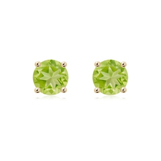 7mm AA Basket-Set Round Peridot Studs in Yellow Gold