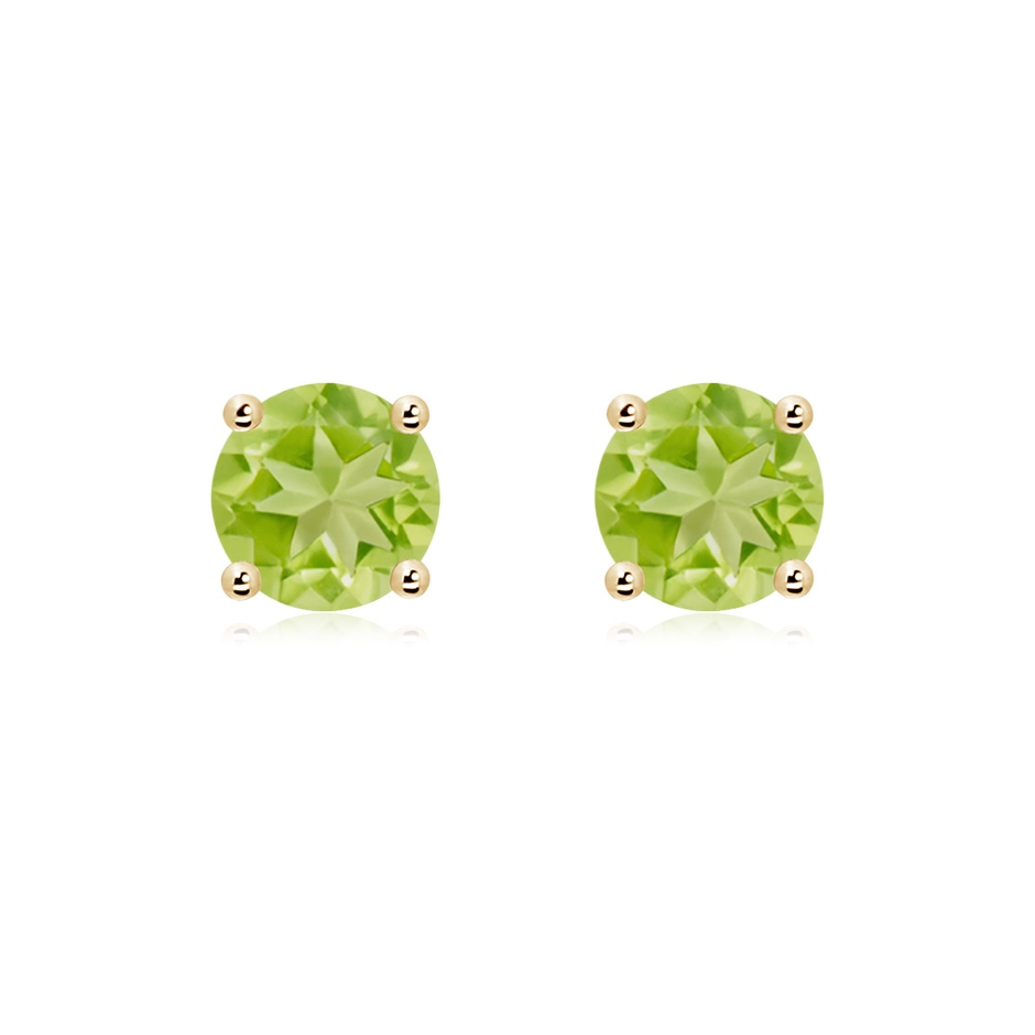 7mm AA Basket-Set Round Peridot Studs in Yellow Gold 
