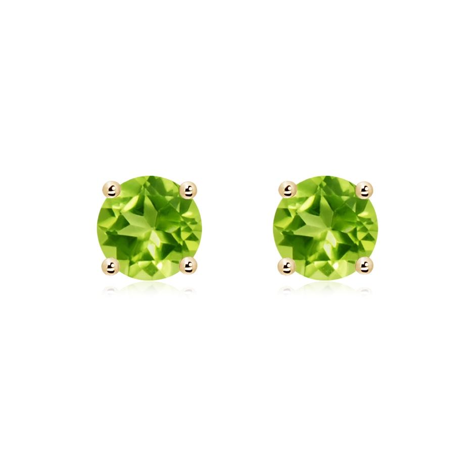 7mm AAA Basket-Set Round Peridot Studs in 18K Yellow Gold 