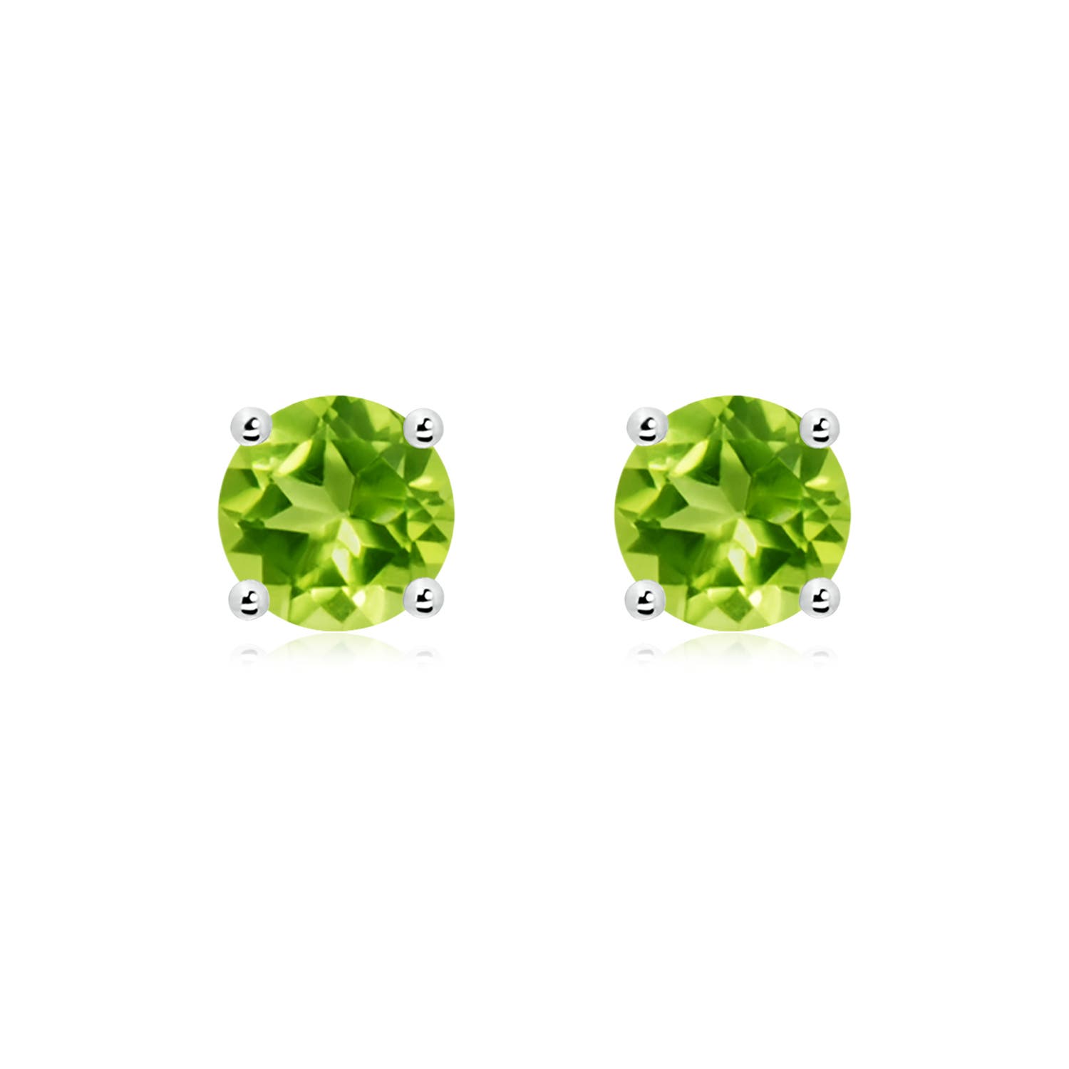7mm AAA Basket-Set Round Peridot Studs in P950 Platinum