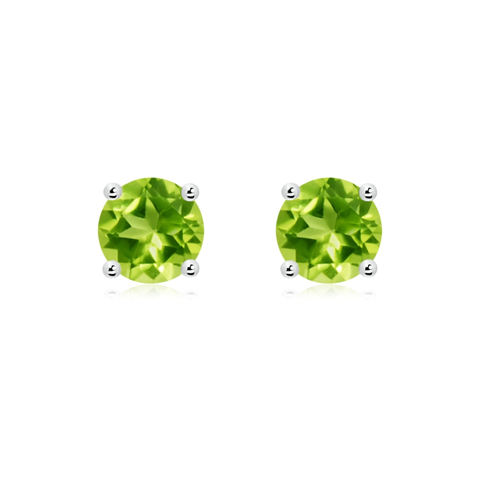 7mm AAA Basket-Set Round Peridot Studs in White Gold 
