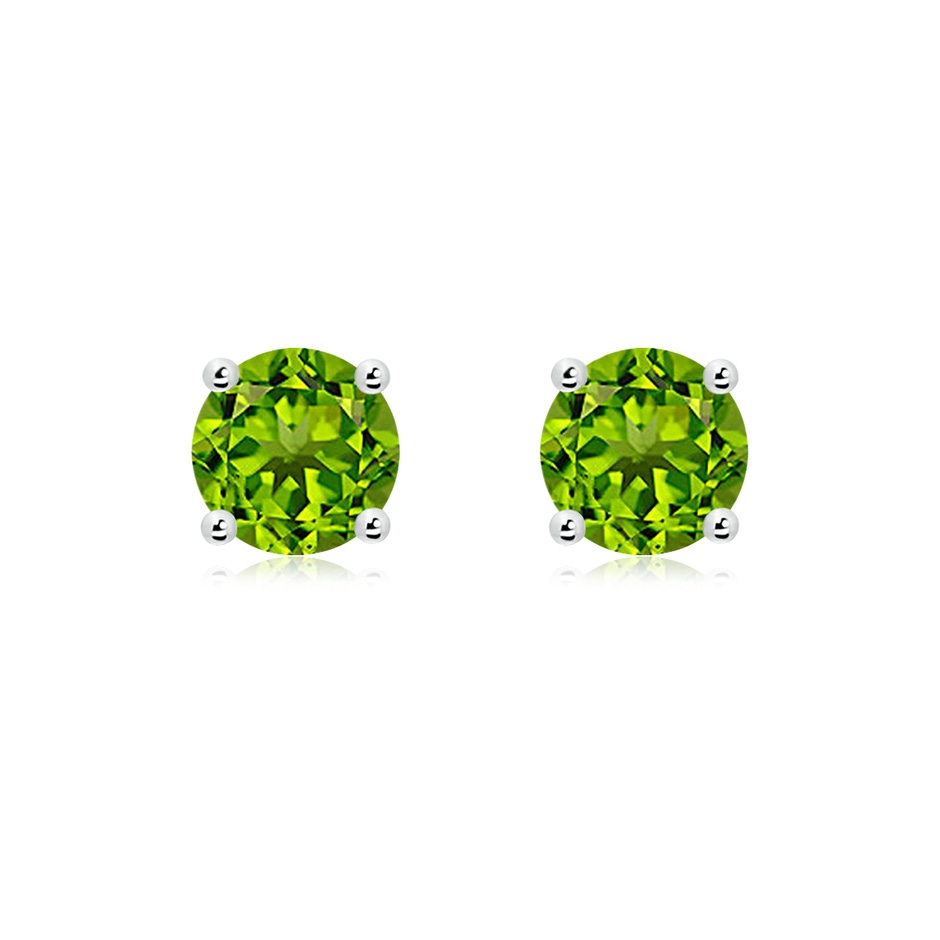 7mm AAAA Basket-Set Round Peridot Studs in S999 Silver 