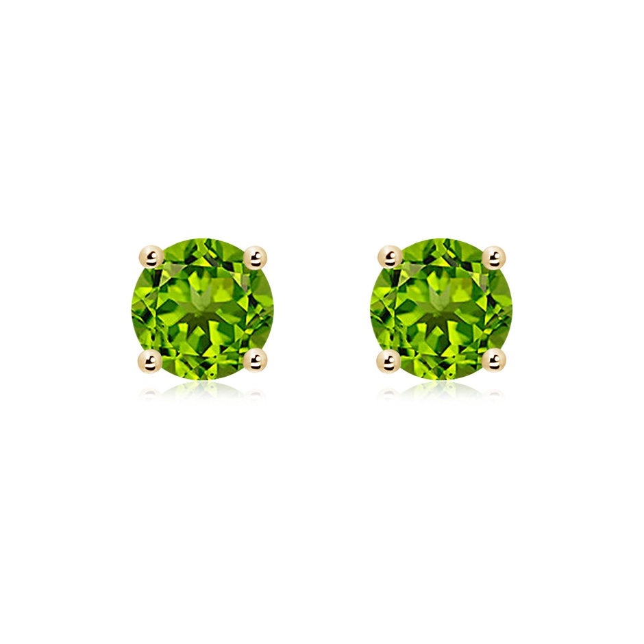 7mm AAAA Basket-Set Round Peridot Studs in Yellow Gold 