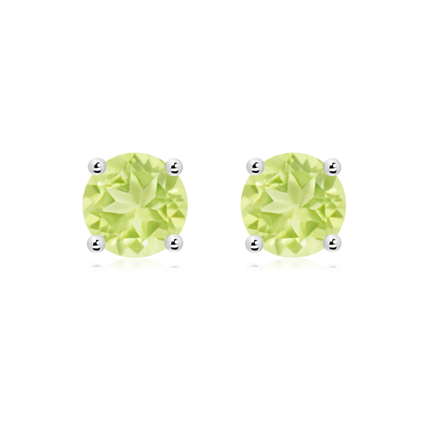 8mm A Basket-Set Round Peridot Studs in P950 Platinum