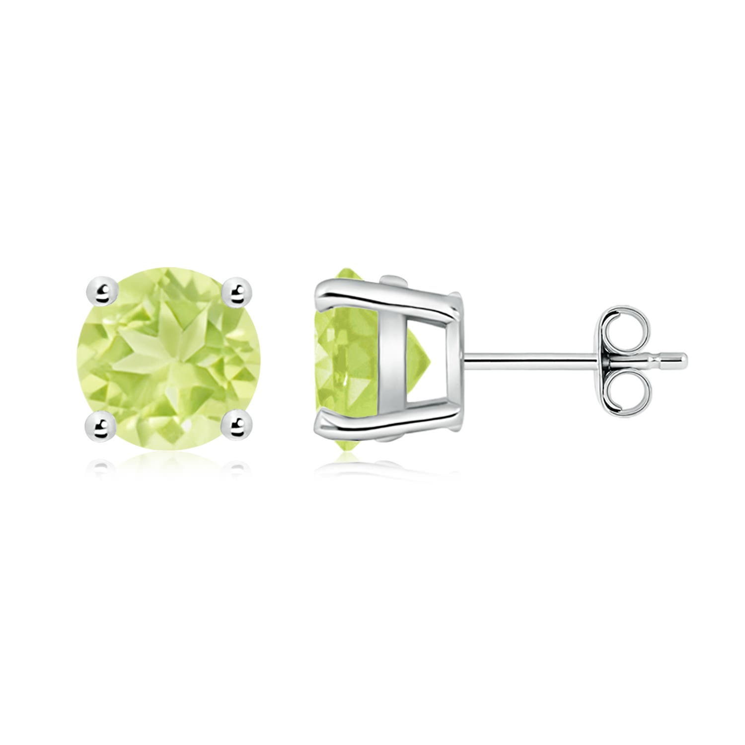 ANGARA Natural Peridot Stud Fine Earrings in 925 Sterling Silver (Size-8mm) - Picture 3 of 41