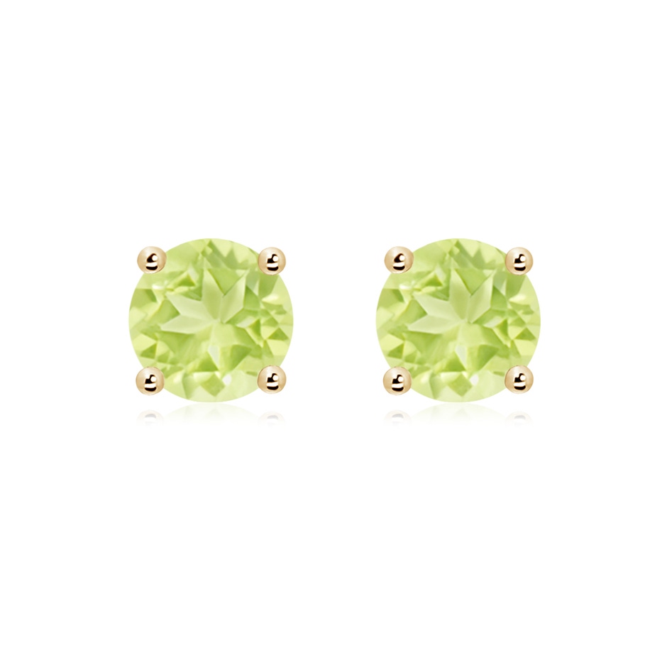 8mm A Basket-Set Round Peridot Studs in Yellow Gold 