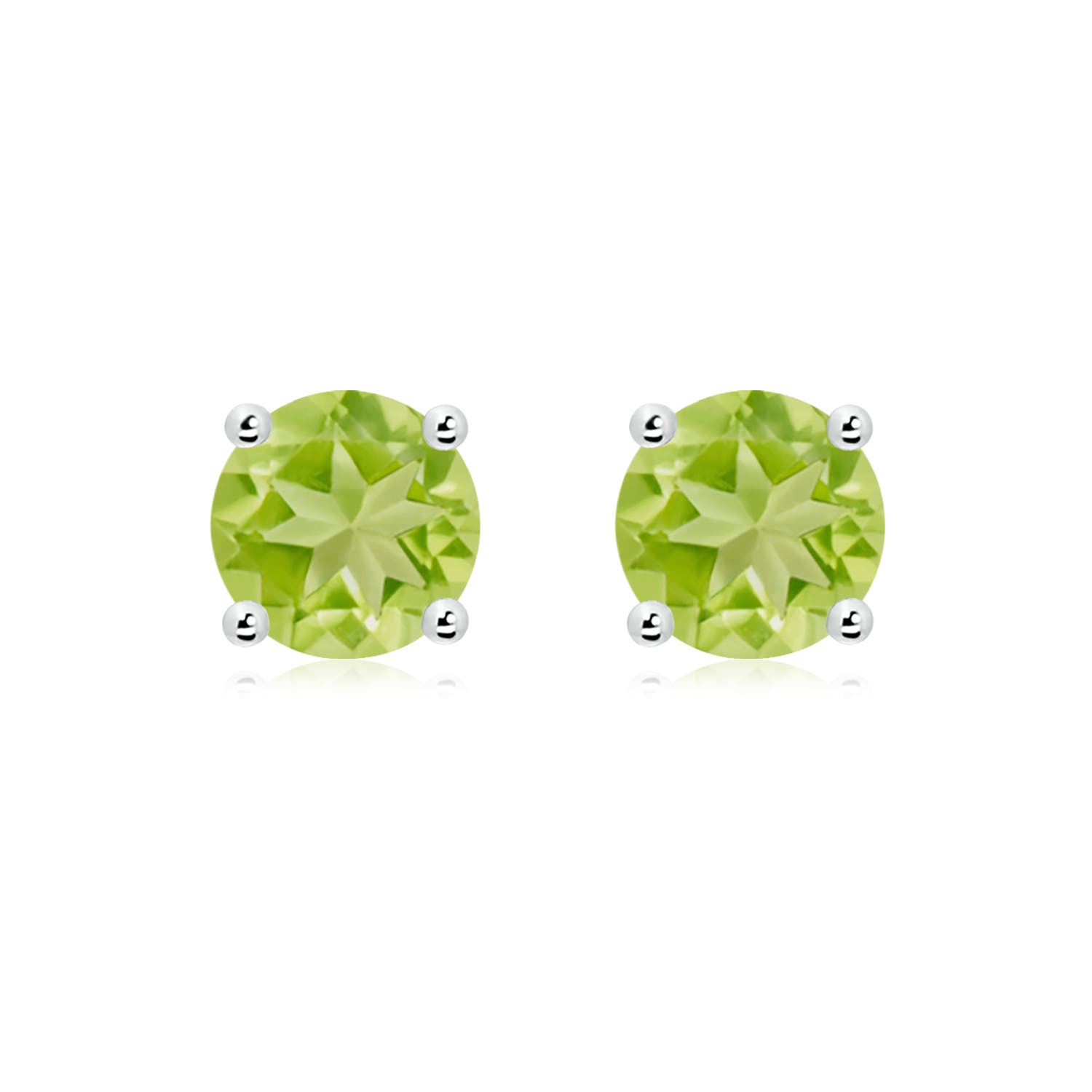 8mm AA Basket-Set Round Peridot Studs in P950 Platinum