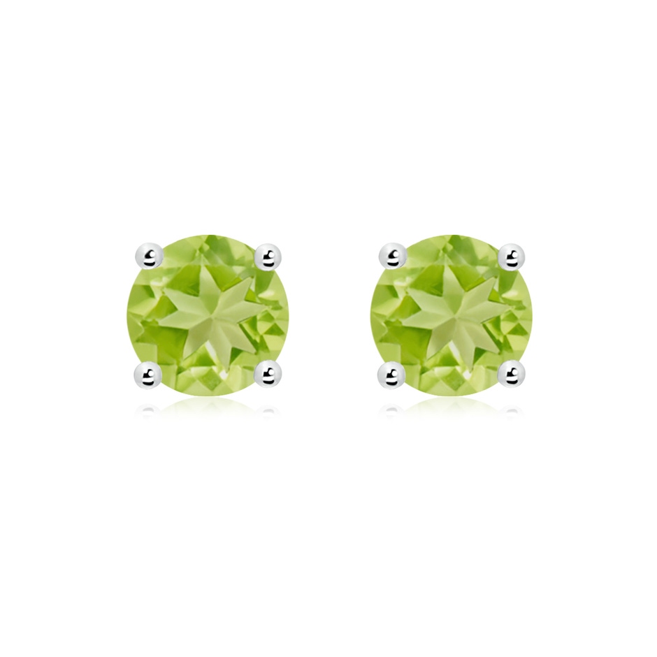 8mm AA Basket-Set Round Peridot Studs in White Gold 