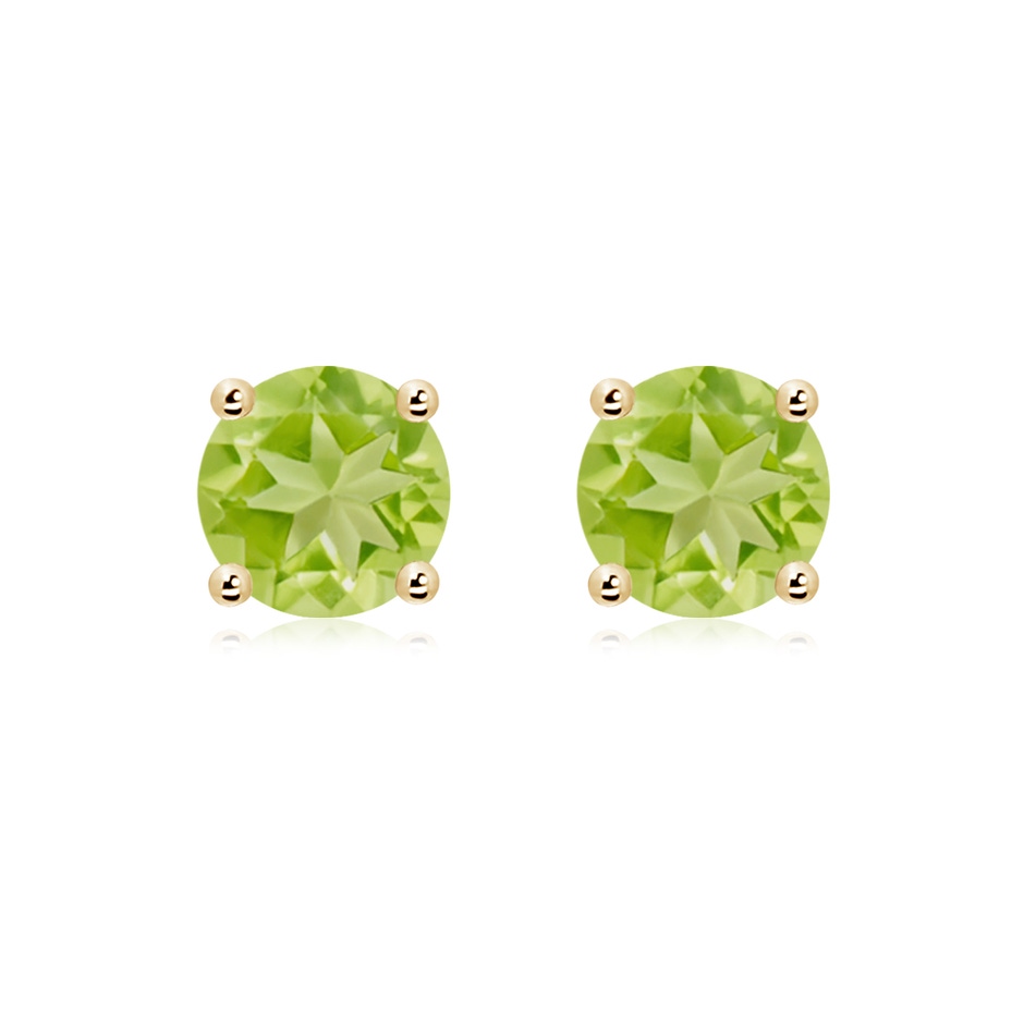 8mm AA Basket-Set Round Peridot Studs in Yellow Gold 
